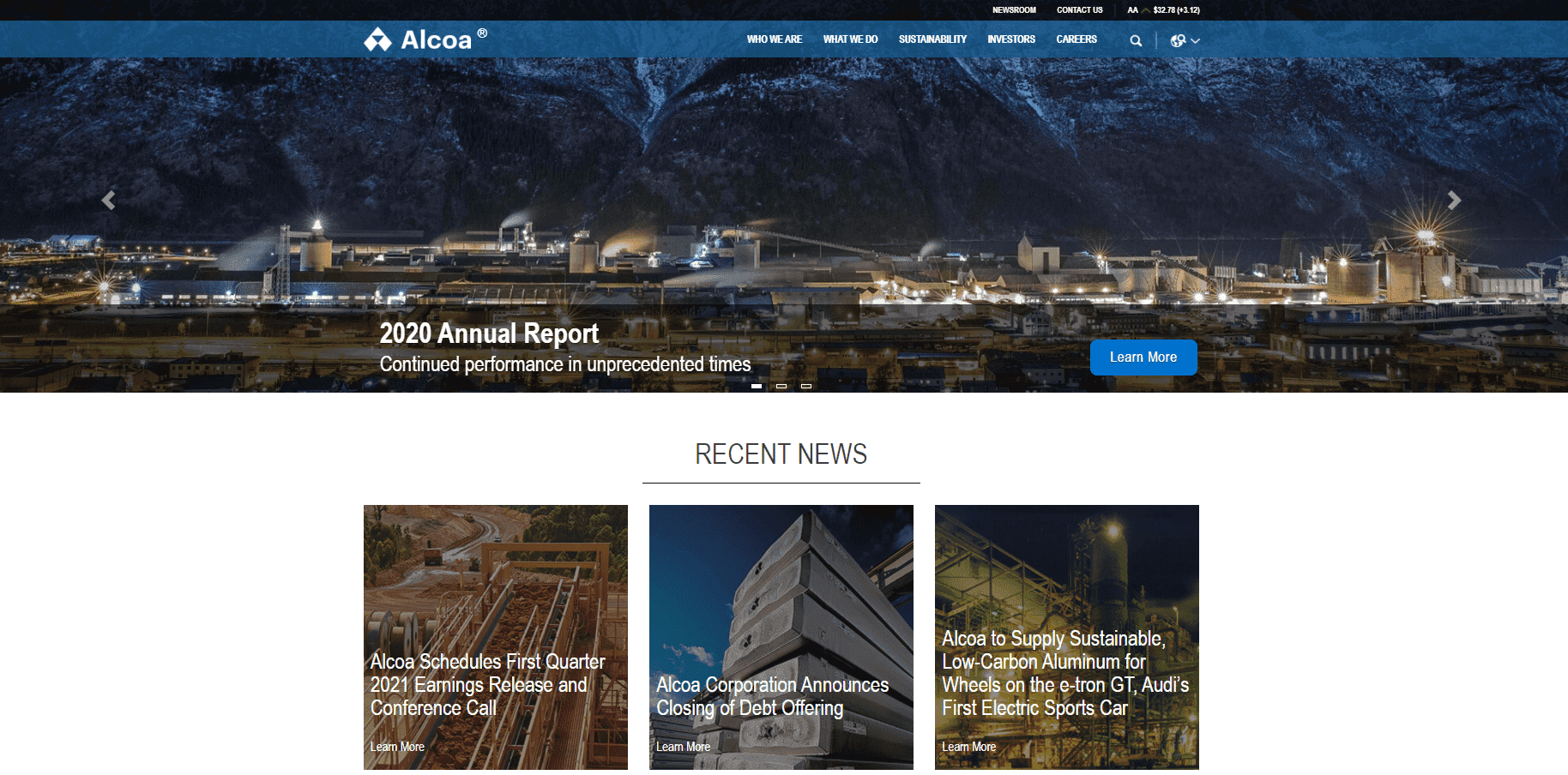 Puede obtener más información sobre la empresa en el sitio web oficial de Alcoa Puede obtener más información sobre la empresa en el sitio web oficial de Alcoa