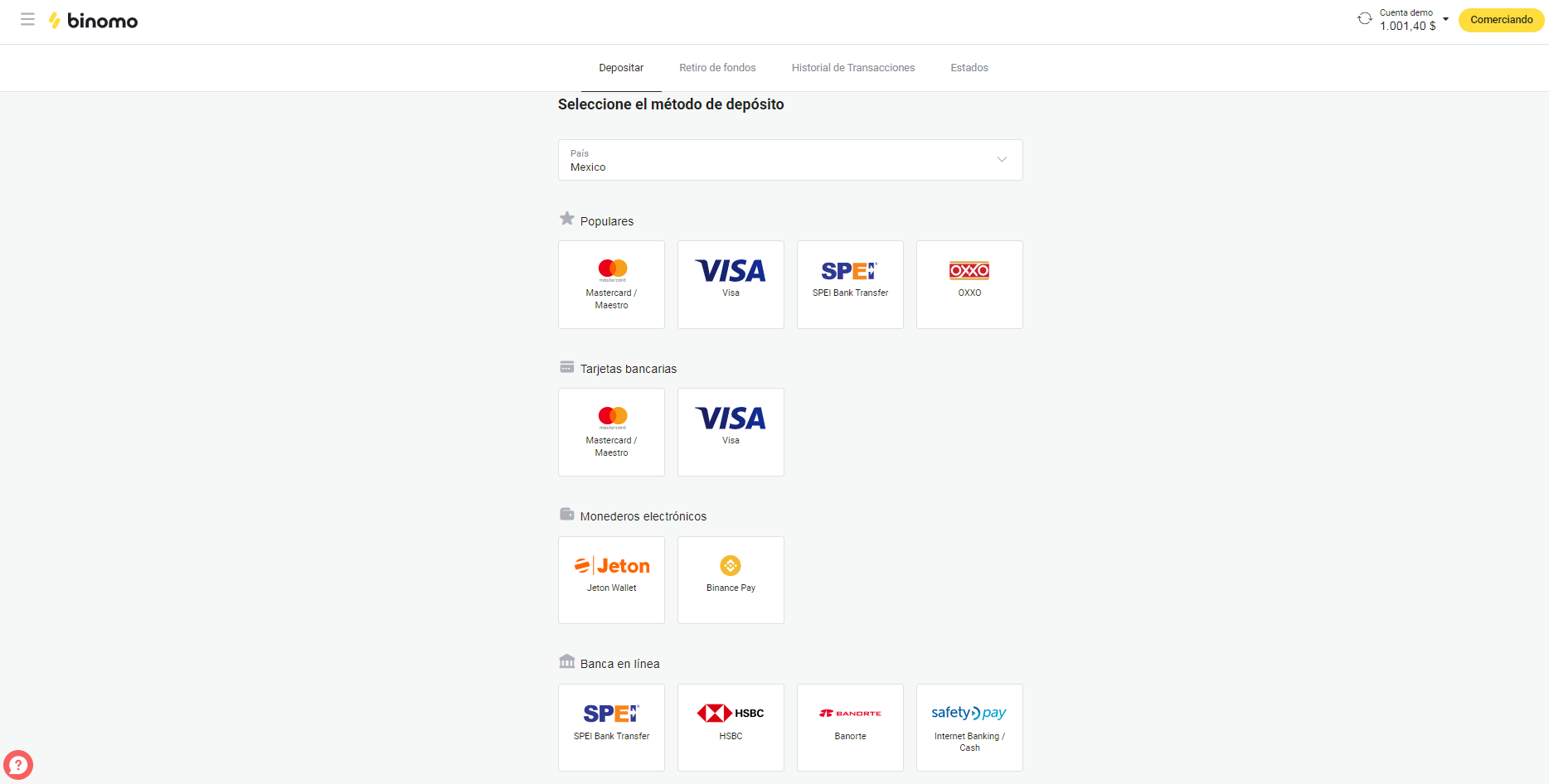 Use cualquier método conveniente para depositar y retirar sus fondos Use cualquier método conveniente para depositar y retirar sus fondos