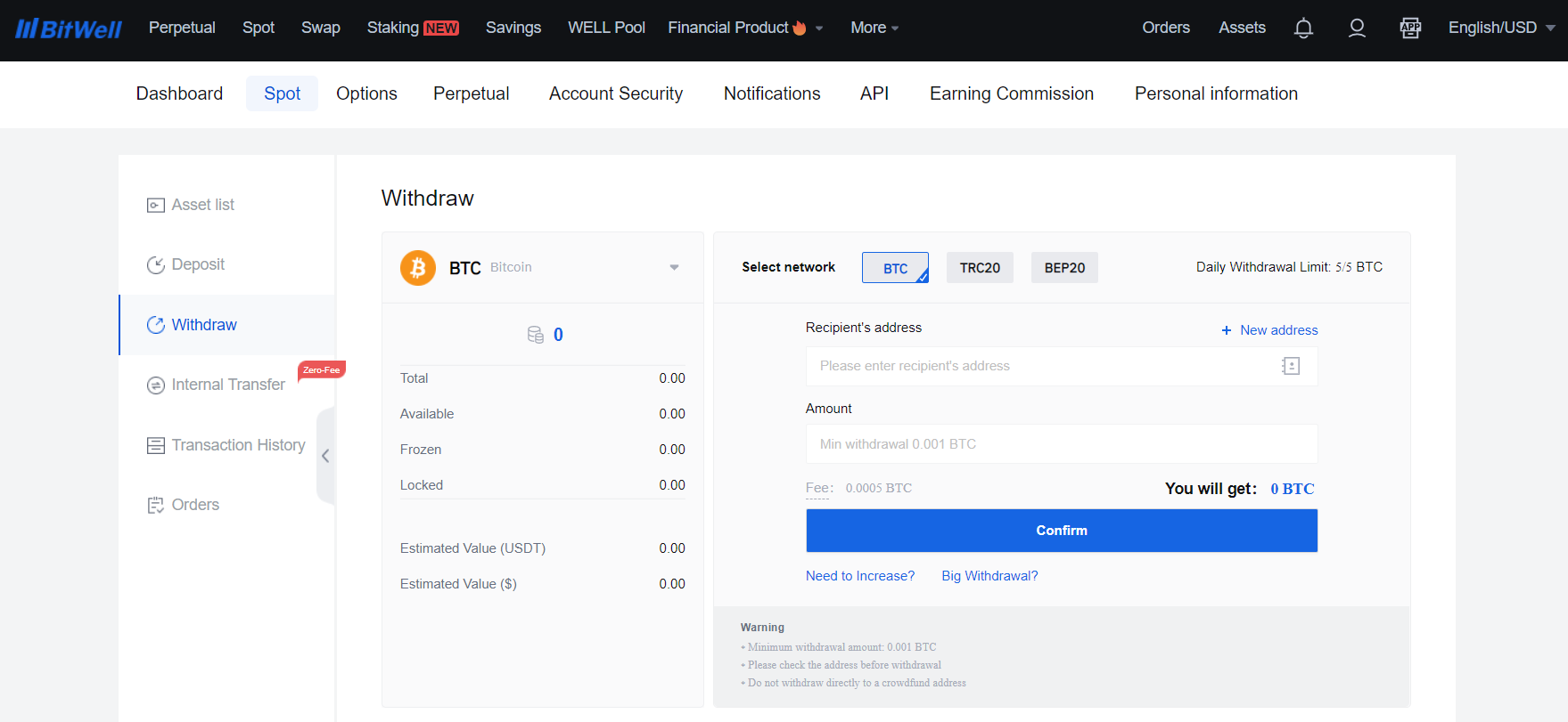 ¿Cómo retirar sus activos digitales de su cuenta de BitWell? ¿Cómo retirar sus activos digitales de su cuenta de BitWell?