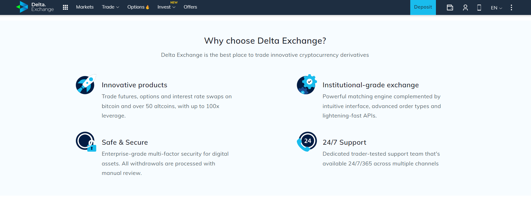 Características de Delta Exchange Características de Delta Exchange
