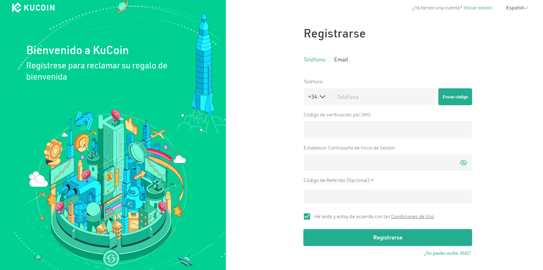 Registro en la plataforma de negociación KuCoin Registro en la plataforma de negociación KuCoin