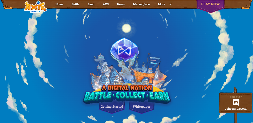 Vista del sitio web Axie Infinity Vista del sitio web Axie Infinity